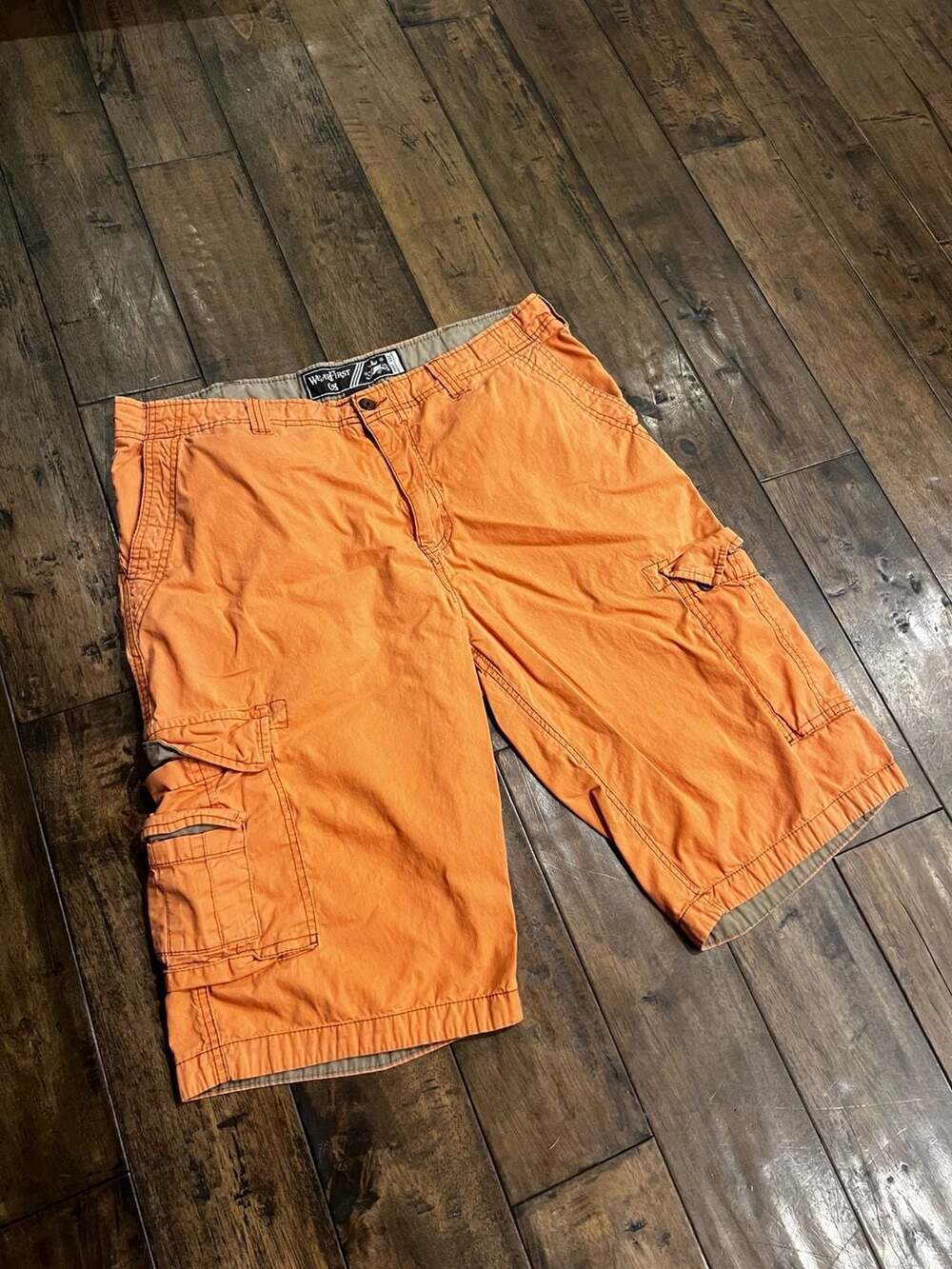 WearFirst Cargo Shorts Size 38 Orange Cotton Casual Utility Pockets